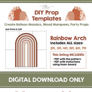 Rainbow Arch Prop Template, Wall Backdrop Template,  Arch Mosaic from Balloons, Archway Marquee, Bday Props, DIGITAL FILE, DIY Props