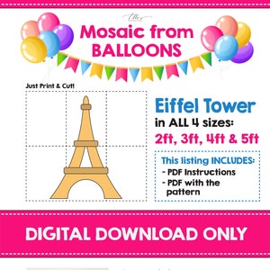 Eiffelturm Ballon Mosaik Vorlage, Eiffel Mosaik aus Ballons, Mosaik aus Ballons, Mosaik aus Ballons, PDF , EllesPaperBoutique