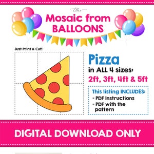 Pizza Mosaic from Balloons, Pizza Slice Mosaic Template, Food Mosaic Balloons, Italian Cuisine, Template from Balloons, Digital Download