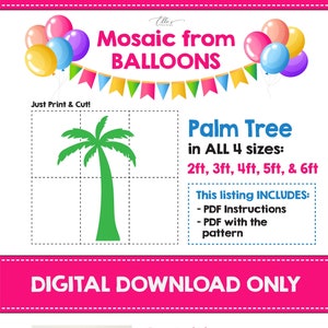 Palm Tree Mosaic Template, Palm from Balloons, Palm Prop, Palm Mosaic from Balloons, Marquee Template, PDF, EllesPaperBoutique, DIGITAL File