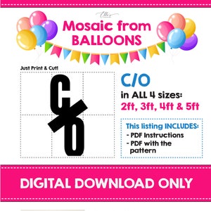 C/O Mosaic Template, Class of Mosaic from Balloons, School Mosaic Balloons, Numbers from Balloons, Digital Download, School Decorations