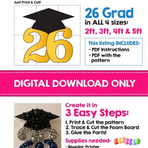 26 Grad Template, Graduation Mosaic Template, Prom 2026, Mosaic Template, 2026 Graduate, Mosaic Template, Mosaic from Balloons PDF File