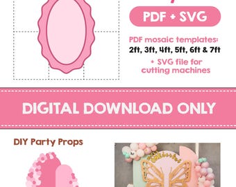 Wavy Oval Party Wall Prop Template, PDF + SVG (Digital Download)