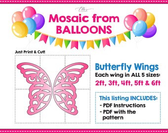 Butterfly Wings Prop Template, Mosaic Template, Birthday Decor, Wing, Mosaic Template, Baby Shower, Prop Template, Mosaic Templates