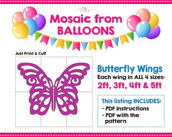 Butterfly Wings Prop Template, Mosaic Template, Birthday Decor, Wing, Mosaic Template, Baby Shower, Prop Template, Mosaic Templates