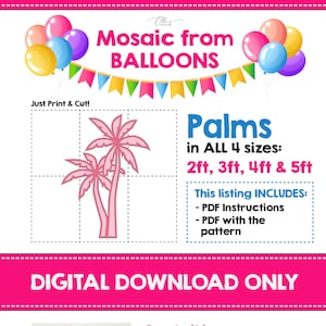 Palmen Mosaik Vorlage, Palmen aus Luftballons, Palm Prop, Palmenmosaik aus Luftballons, Marquee, PDF, EllesPaperBoutique, DIGITALE Datei
