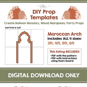 Modello di oggetto di arco marocchino, modello di sfondo dell'arco di Ramadan, arco musulmano, modello di mosaico, muro di festa, oggetti di scena di compleanno, FILE DIGITALE, oggetti di scena