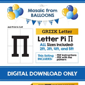 Griechischer Buchstabe Pi Π,, Ballon-Mosaik Vorlage, Π, pi, Griechische Buchstaben-Mosaik aus Ballons, Sorority DIY-Ideen, Ballon-Mosaik, digitaler Download