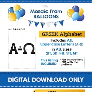 GRIECHISCHE Alphabet Mosaik Buchstaben, Alle 2 ft 3 ft 4 ft 5 ft 6 ft, Alle griechischen Buchstaben, griechische Mosaik Buchstaben, Schwesternschaft, Brüderlichkeit, BÜNDEL, digitale DATEI