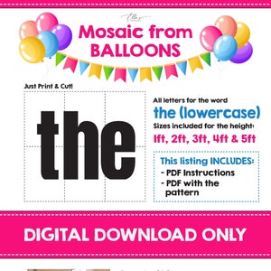 el - Letras de mosaico para 'las' minúsculas, mosaico de globos, 2 pies, 3 pies, 4 pies, 5 pies, descarga digital, paquete de mosaico, oferta, plantilla MOSAICO