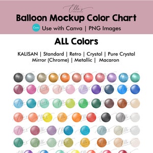 Maquette de ballon toutes les couleurs de Kalisan, nuancier de maquette de ballon, modèles de maquette de ballon, ballons PNG pour toile, EllesPaperBoutique