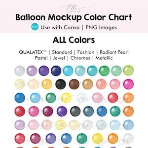 Qualatex ALLE Farben, Ballon Mockup Farbkarte, BUNDLE Ballon Mockup Vorlagen, PNG Ballons für Canva, EllesPaperBoutique