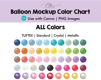 Tuftex All Balloon Colors, Balloon Mockup Color Chart, Balloon Mockup Templates, PNG Balloons for Canva, Tuftex Metallic, EllesPaperBoutique