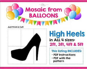 High Heels from Balloons, Girls Mosaic Template, Heels Mosaic From Balloons, Template from Balloons, Mosaic from Balloons PDF File
