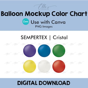 Sempertex Cristal Colors, cartella colori mockup di palloncini, modelli BUNDLE di mockup di palloncini, palloncini PNG per Canva, EllesPaperBoutique