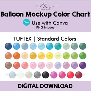 Couleurs standard de ballons Tuftex, nuancier de couleurs de maquette de ballon, modèles de maquette de ballon, ballons PNG pour toile, EllesPaperBoutique