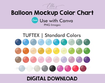 Tuftex Standard Balloon Colors, Balloon Mockup Color Chart, Balloon Mockup Templates, PNG Balloons for Canva, EllesPaperBoutique
