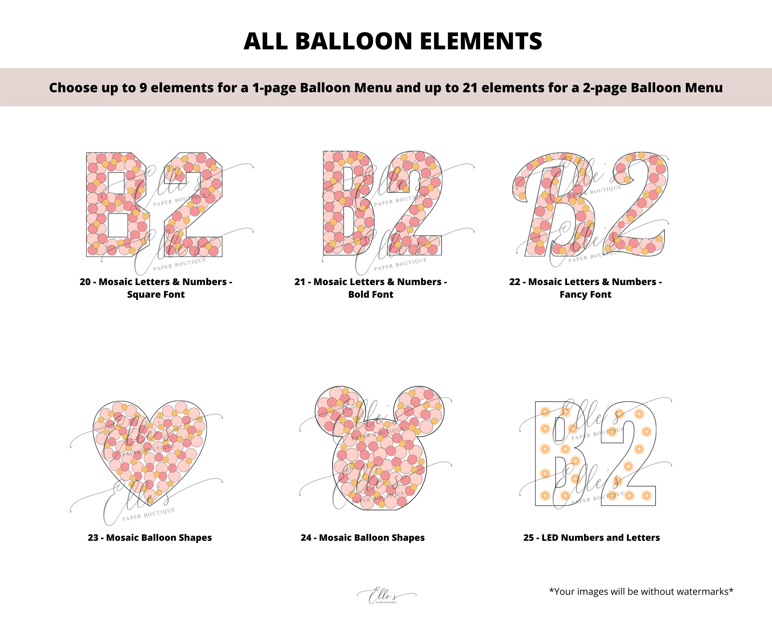 CUSTOM Balloon Price List Balloon Menu Balloon Price Guide Etsy