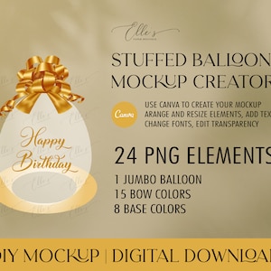 Gevulde ballon mockup maker, ballon mockup kit, ballonnen bundel Canva, DIY gevulde ballon ballon, PNG cliparts, digitale bestanden