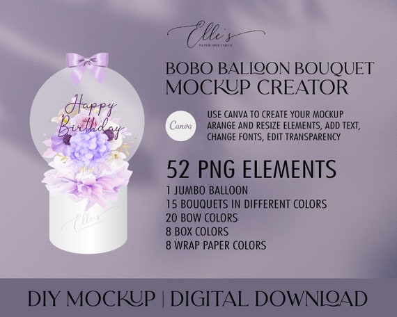 Bobo Balloon Bouquet Mockup Creator, Balloon Mockup Kit, Balloons