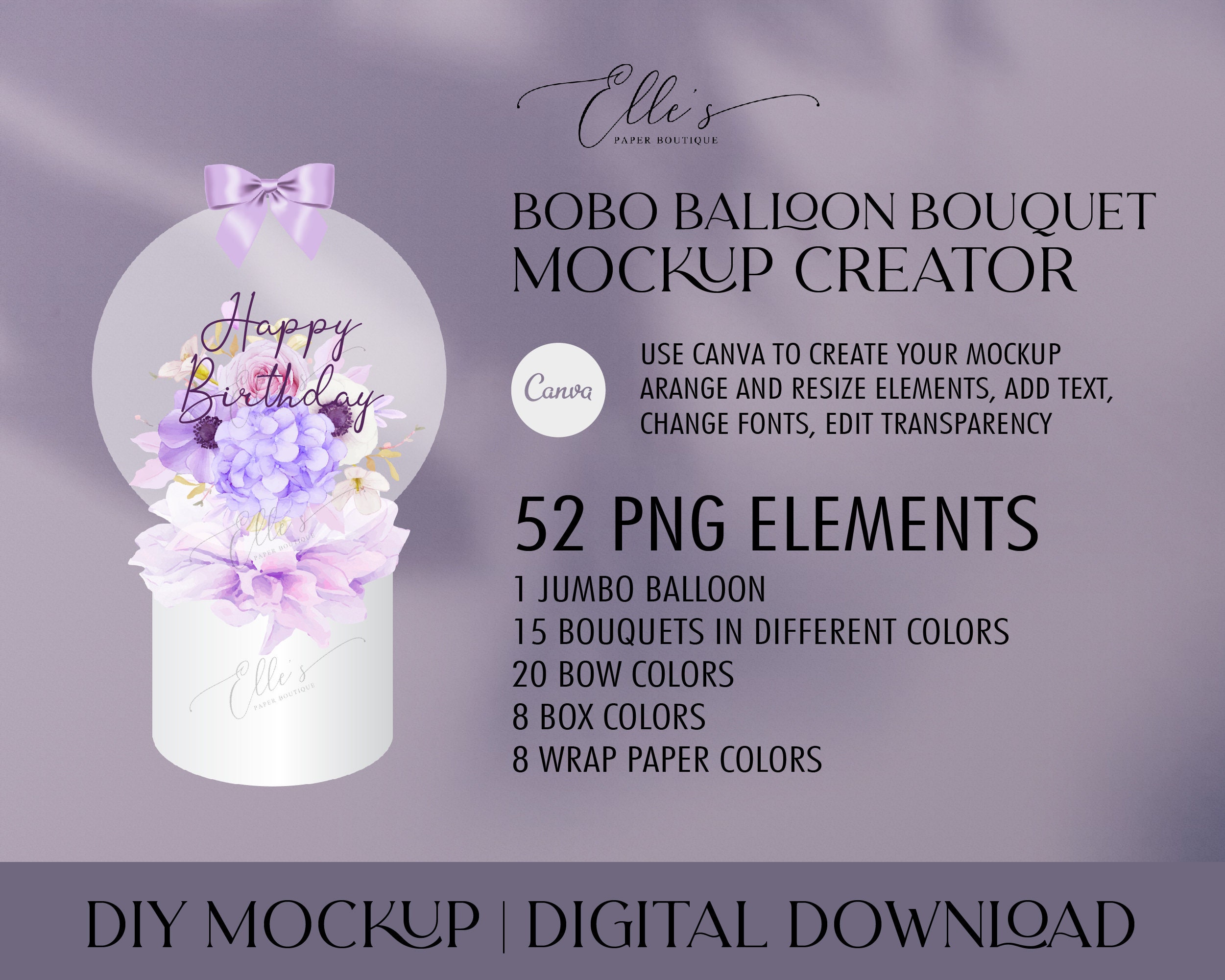 Bobo Balloon Bouquet Mockup Creator, Balloon Mockup Kit, Balloons Bundle  Canva, Flower Bouquet in Balloon, PNG Cliparts, DIGITAL Files, DIY 