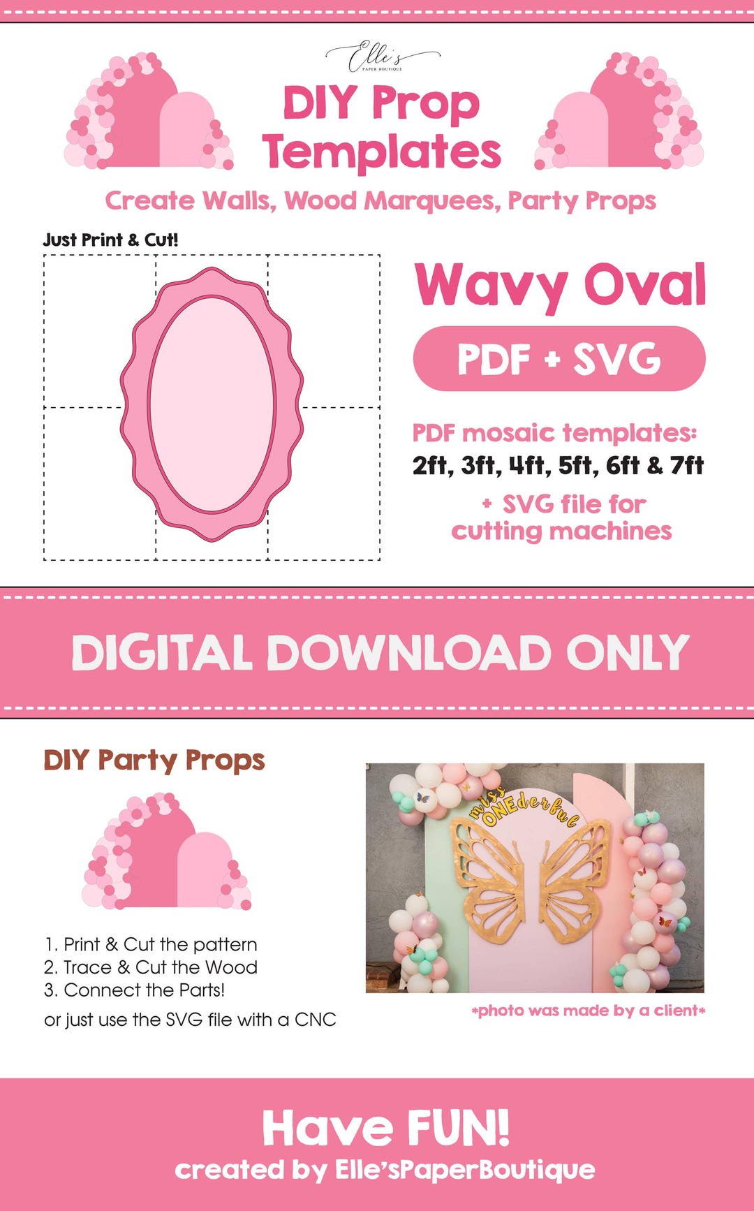 Wavy Oval Wall Prop Template, Oval Wall Backdrop Template, Wavy Arch ...