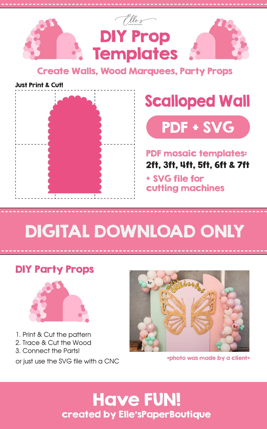 Scalloped Wall SVG Cut File Wall Template, Modern Wall Backdrop ...