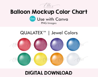 Qualatex Jewel Colors, Balloon Mockup Color Chart, Balloon Mockup Templates, PNG Balloons for Canva, EllesPaperBoutique, Balloons