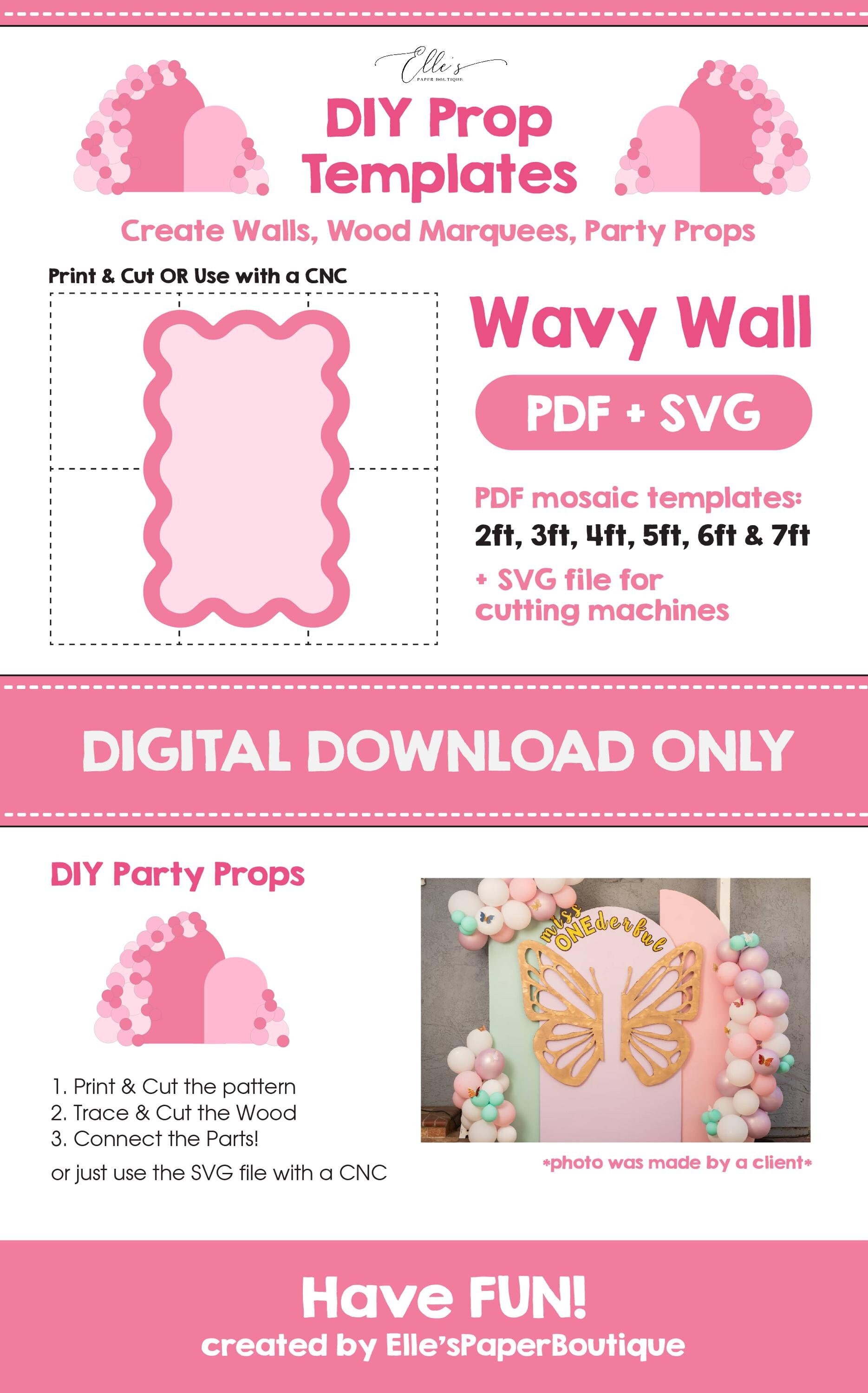 Wavy Wall Prop Template, Chiara Wall Backdrop Template, Wavy Arch, Groovy Mosaic from Balloons, Party Wall, Bday Props, DIGITAL FILE, Props