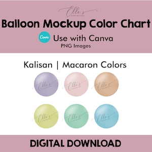 Kalisan Macaron kleuren, ballon mockup kleurenkaart, ballon mockup sjablonen, PNG ballonnen voor Canva, EllesPaperBoutique, ballon