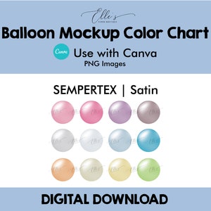 Colori satinati Sempertex, cartella colori mockup di palloncini, modelli di mockup di palloncini, palloncini PNG per Canva, EllesPaperBoutique, palloncini