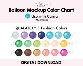 Qualatex Fashion Colors, Balloon Mockup Color Chart, Balloon Mockup Templates, PNG Balloons for Canva, EllesPaperBoutique