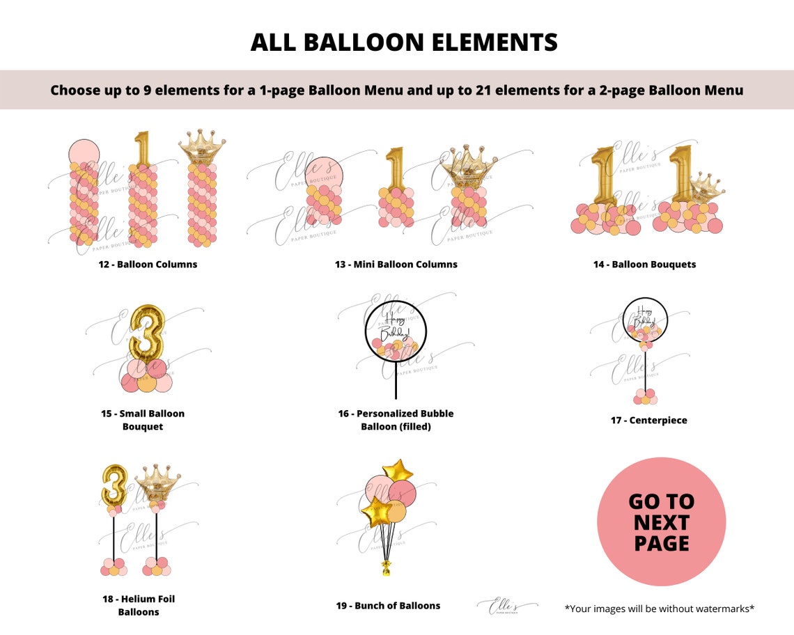 CUSTOM Balloon Price List Balloon Menu Balloon Price Guide Etsy