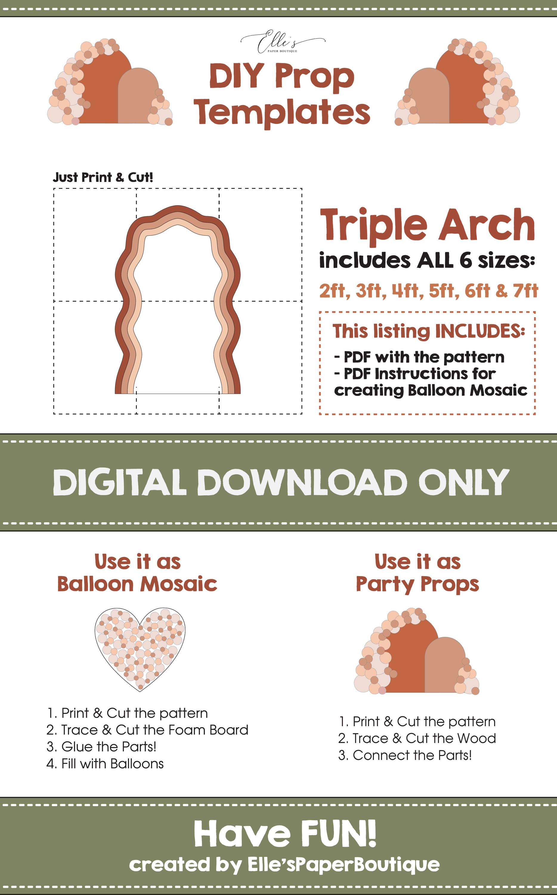 Wavy Arch Prop Template, Arch Backdrop Template, Wavy Arch Mosaic from Balloons, Archway Marquee, Bday Props, DIGITAL FILE, DIY Props