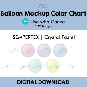 Colori pastello Crystal Sempertex, cartella colori mockup di palloncini, modelli di mockup di palloncini, palloncini PNG per Canva, EllesPaperBoutique, palloncini