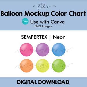 Colori al neon Sempertex, cartella colori mockup di palloncini, modelli BUNDLE di mockup di palloncini, palloncini PNG per Canva, EllesPaperBoutique