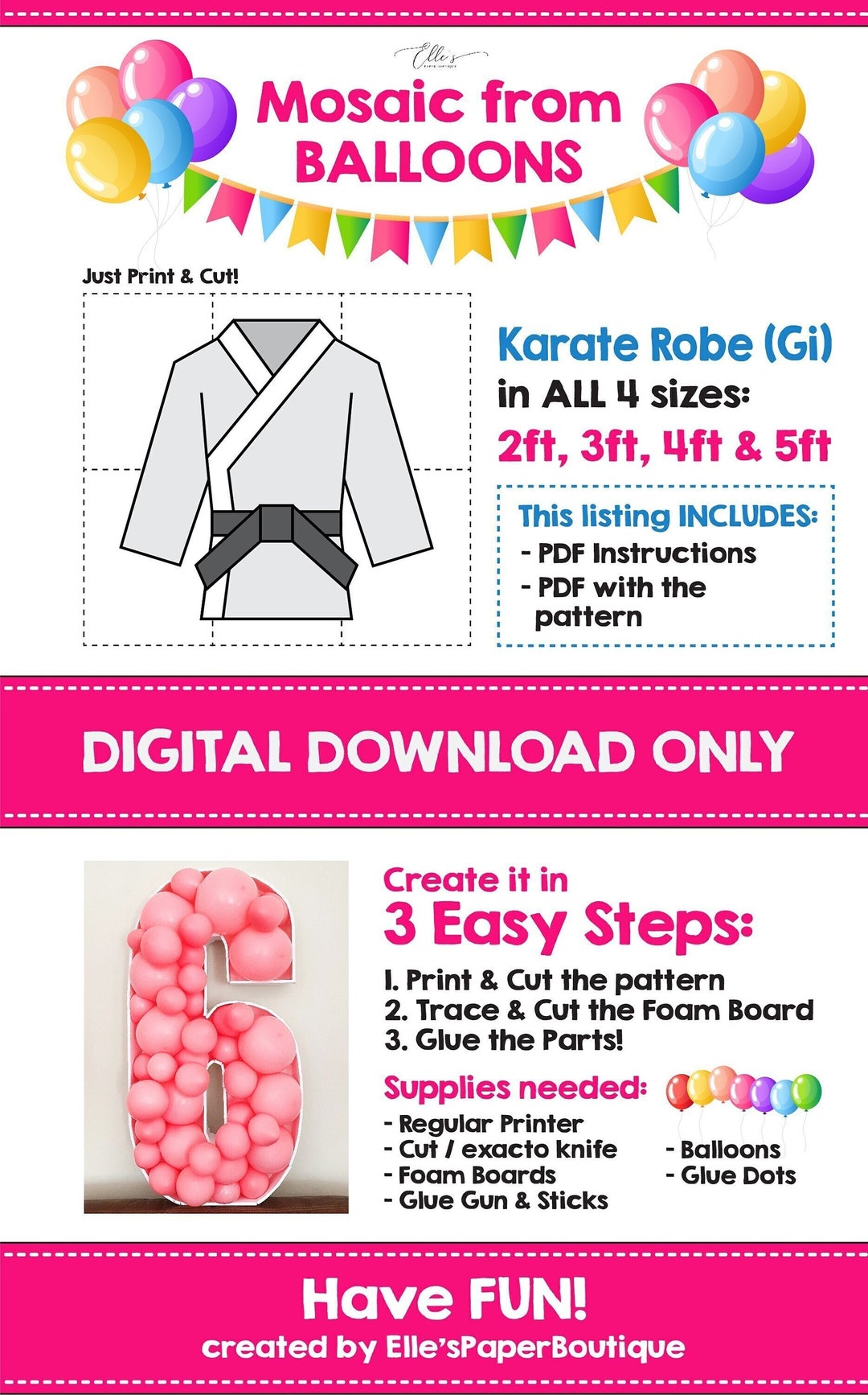Karate Mosaic From Balloons, Karate Robe, Gi Mosaic From Balloons ...