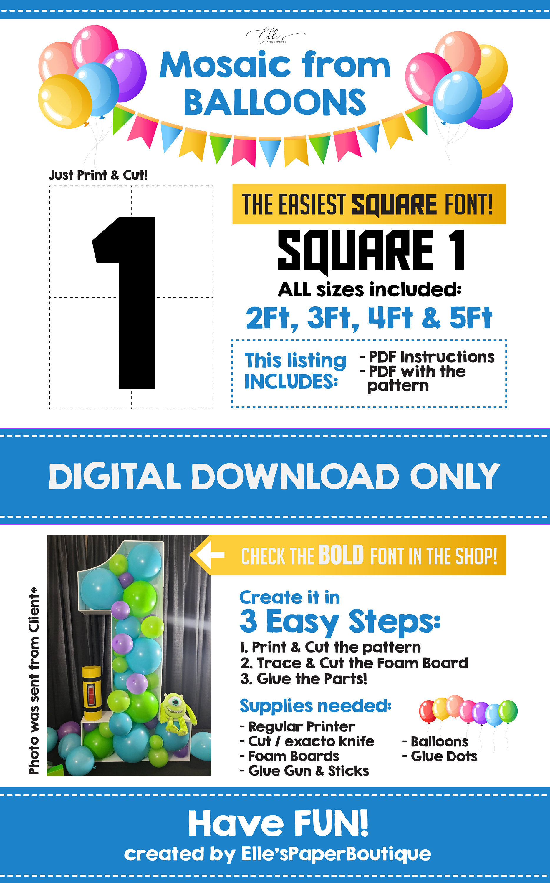 Square Number 1 Balloon Mosaic Template One Mosaic Number Etsy Denmark Square Number 1 Balloon Mosaic Template One Mosaic Number Etsy Denmark