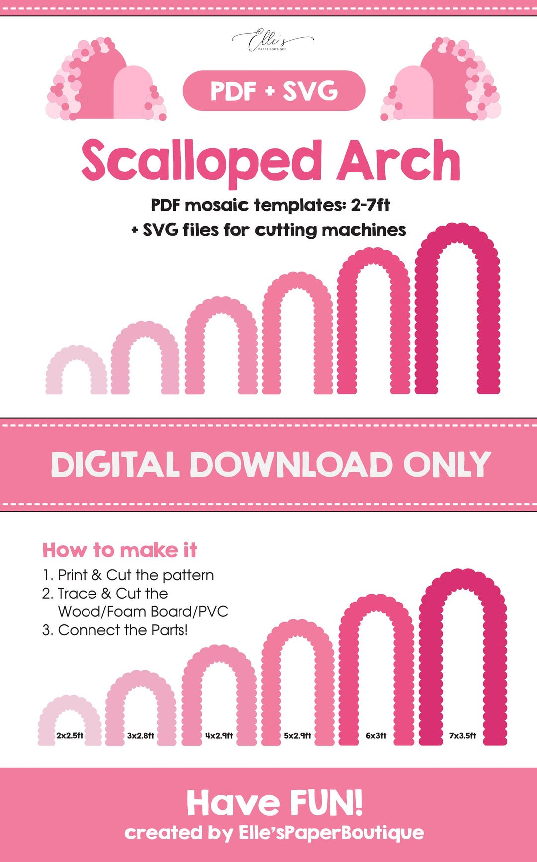 Scalloped Arch SVG Bundle and Mosaic Prop Template, Modern Wall ...