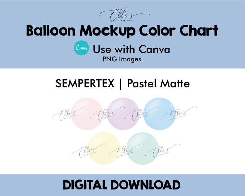 Sempertex Pastel Matte Colors, Balloon Mockup Color Chart, BUNDLE Balloon Mockup Templates, PNG Balloons for Canva, EllesPaperBoutique image 1