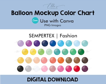 Sempertex Fashion Colors, Balloon Mockup Color Chart, Balloon Mockup Templates, PNG Balloons for Canva, EllesPaperBoutique, Balloon