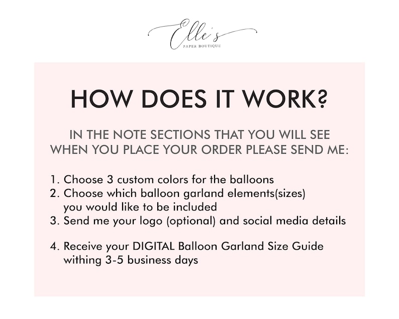 Balloon Garlands Size Guide Custom Balloon Price List Etsy