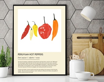 Peruvian Aji Poster | Hot Pepper, Art Print | Peru Kitchen Decor | Latin Gift