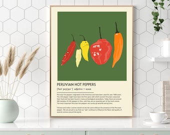 Peruvian Aji Pepper Art Print, Latin Kitchen Wall Decor, Rocoto Poster, Peru Food Gift