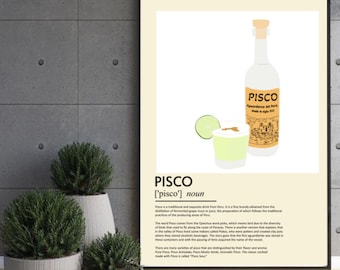 Peruvian Pisco Poster | Pisco Sour Art Print | Peru Bar Decor | Latin Gift