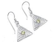 Peridot Earring Silver Earring Triangle Shape Earring