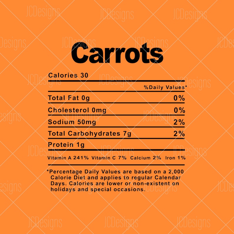 Carrots Food Nutrition Facts SVG Holiday Christmas Etsy