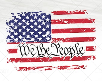 Bandera de Nosotros, el Pueblo SVG - Texto de Nosotros, el Pueblo en la Bandera de EE. UU. Svg - EE. UU. América - Svg Eps Png Vector - Diseño Digital