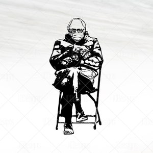 Bernie Sanders Mittens SVG - Bernie In Chair SVG - Bernie Sanders Sitting In Chair With Mittens SVG -  Svg Eps Png Vector - Digital Design
