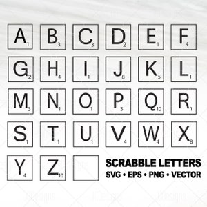 Scrabble Letras Azulejos SVG - Scrabble Svg - Scrabble Azulejos A-Z Svg - Scrabble Letras Vector - Svg Eps Png Vector - Scrabble Diseño Digital